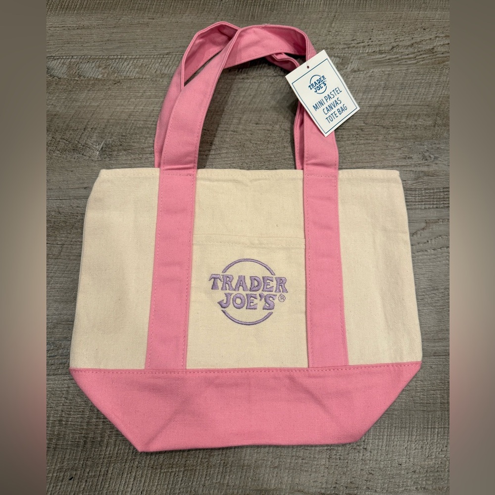 Trader Joe's Mini Tote Bag Pastel Pink